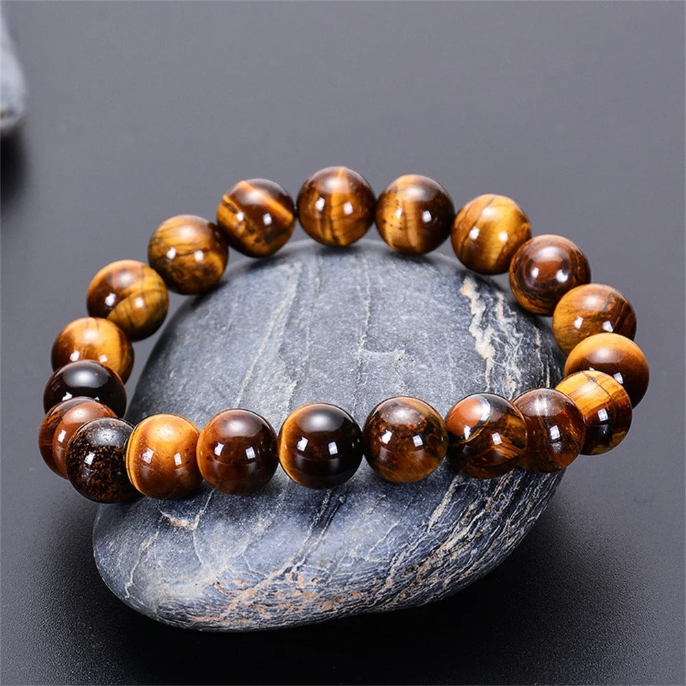 Bracelet perle oeil de tigre galet