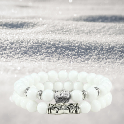 Bracelet perle tete bouddha blanc