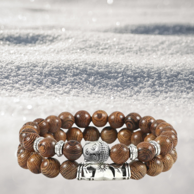 Bracelet perle tete bouddha bois 