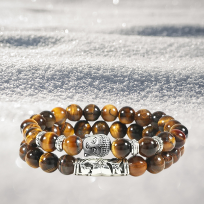 Bracelet perle tete bouddha oeil de tigre