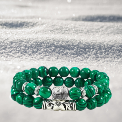 Bracelet perle tete bouddha vert