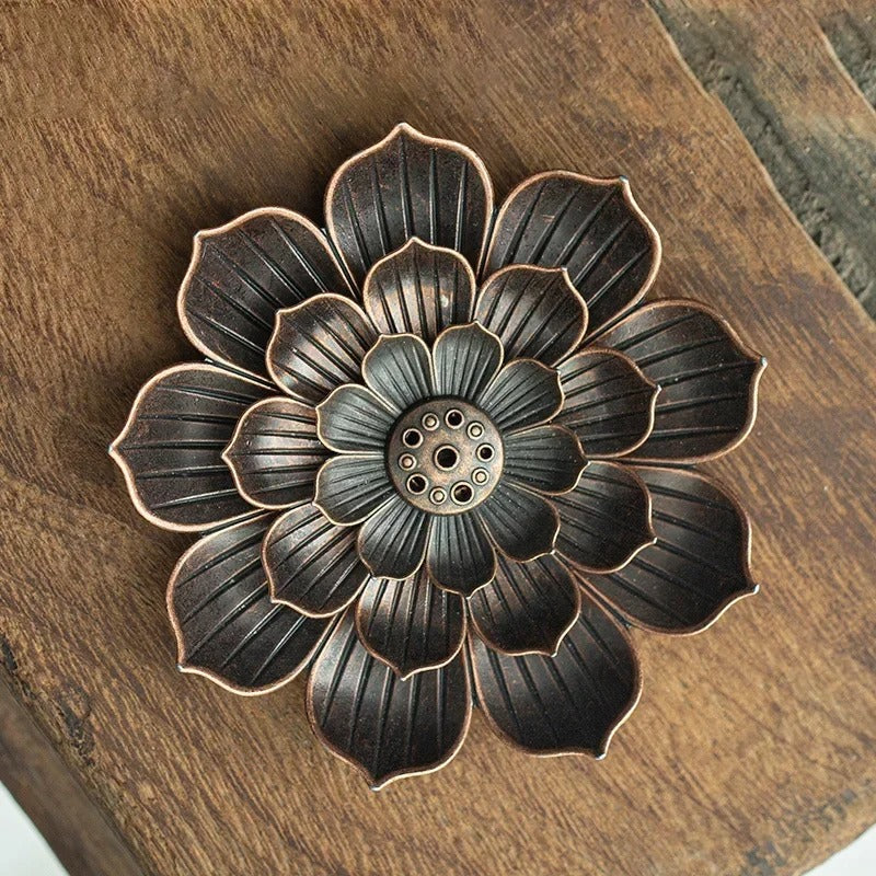 Porte encens lotus plateau dessus