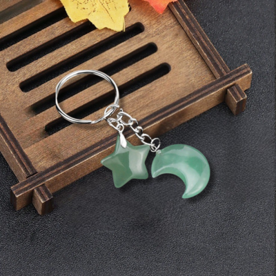 Porte cle lune et etoile aventurine