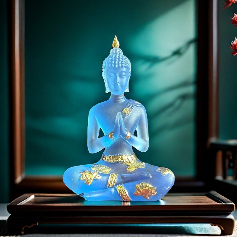 Statue Bouddha Paix et Lumiere Interieure variante bleu celeste