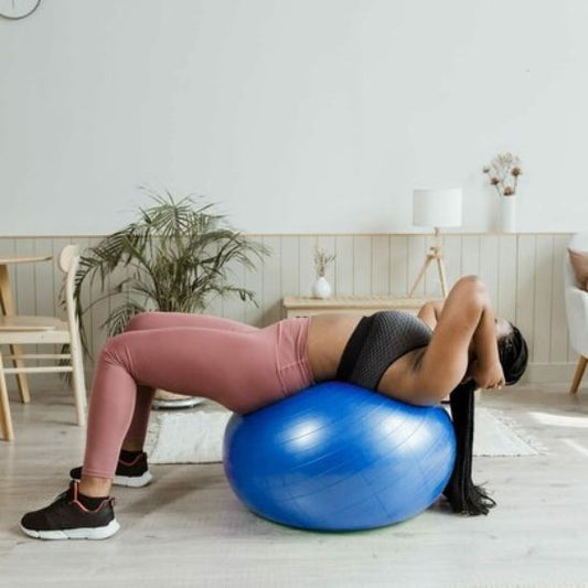 ballon yoga dos bleu