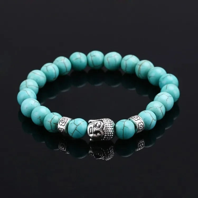 bracelet perle bouddha bleu