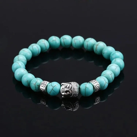 bracelet perle bouddha bleu