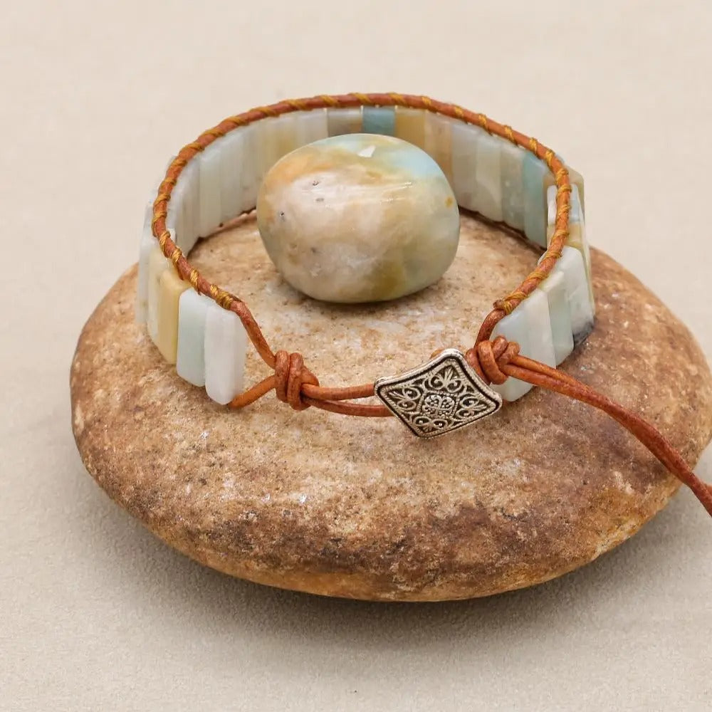 bracelet perles plates boho arriere galet