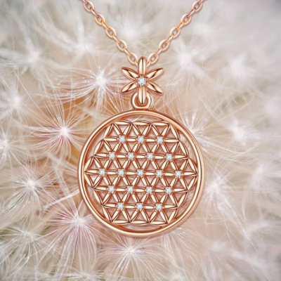 collier fleur de vie or rose