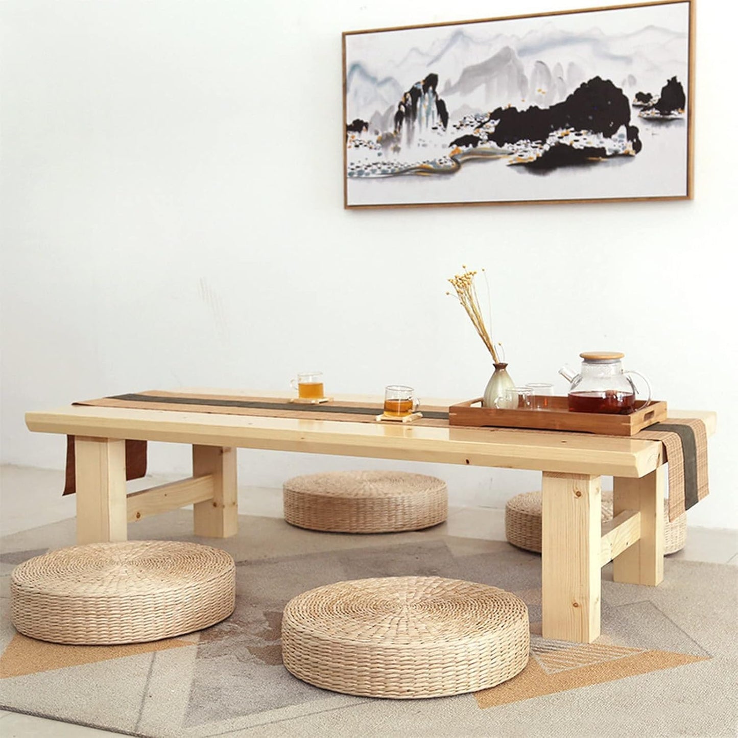 coussin yoga naturel table salon