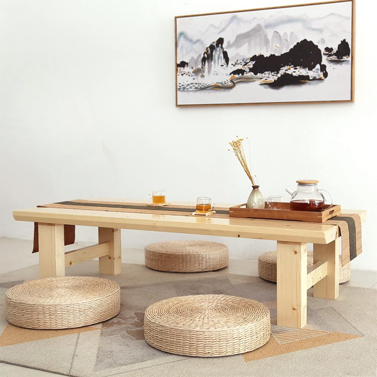 coussin yoga naturel table salon