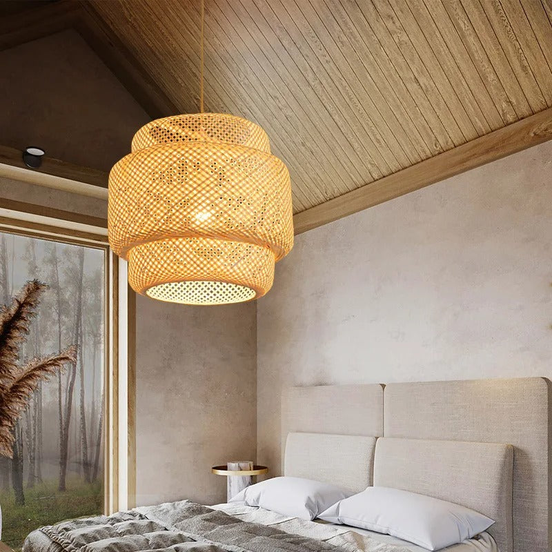 lampe suspendue bamboo chambre