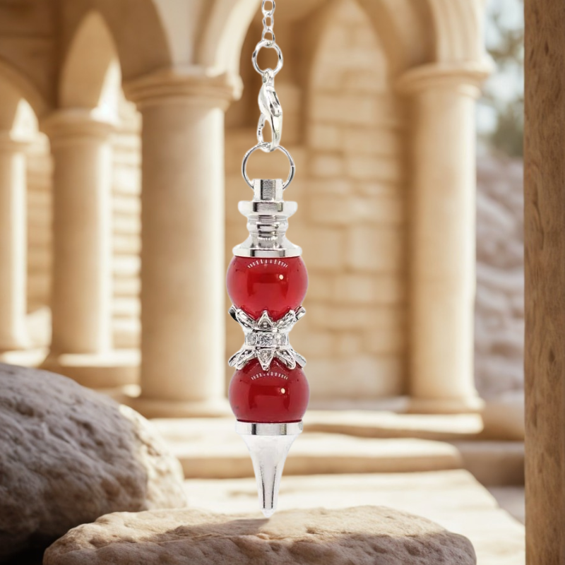 pendule divinatoire double rouge