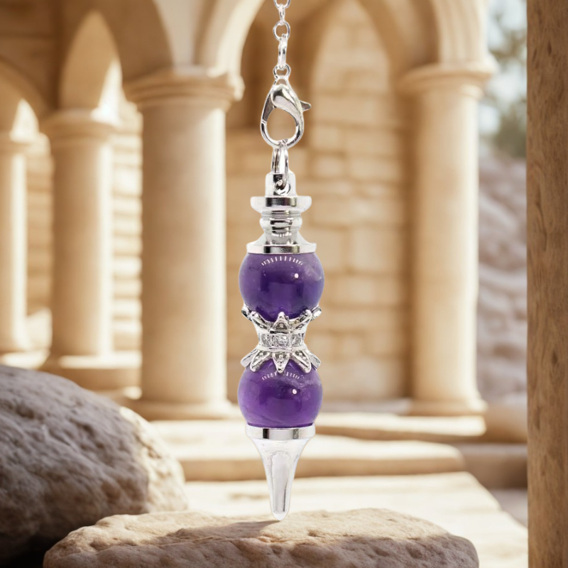 pendule divinatoire double violet