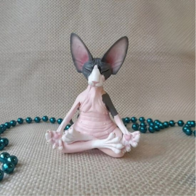 statue chat meditation taches