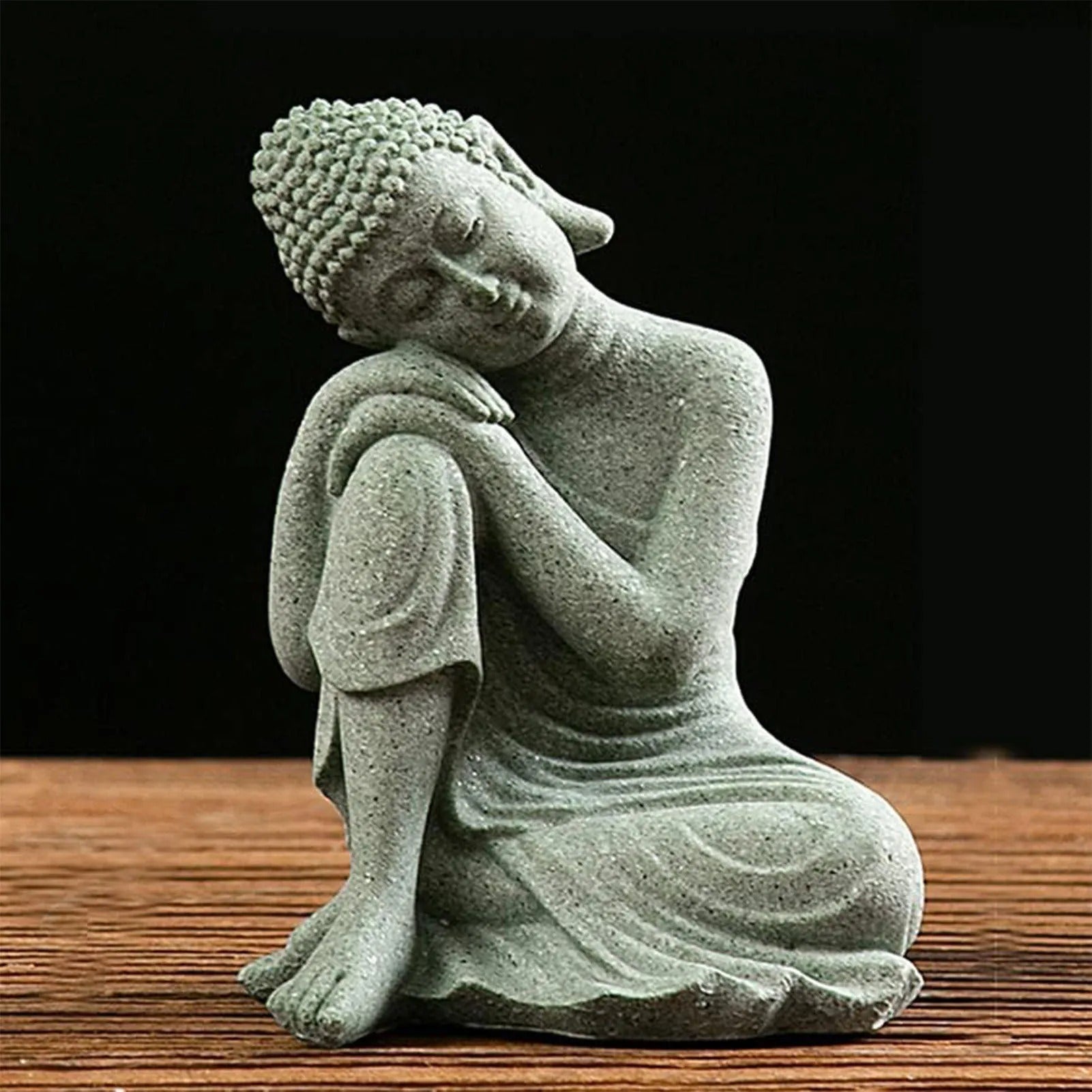 statue bouddha gres variante genou